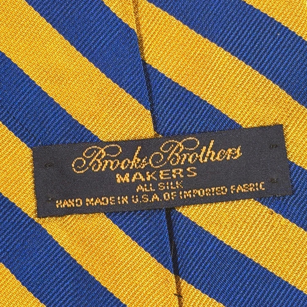 Brooks Brothers Necktie Mens OS Blue Yellow Striped Silk Makers Repp Tie USA